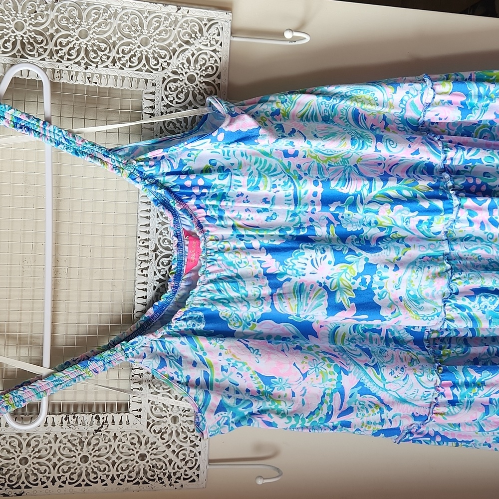 Lilly Pulitzer Blue Pink Green Paisley Tiered Sundress - Picture 4 of 15